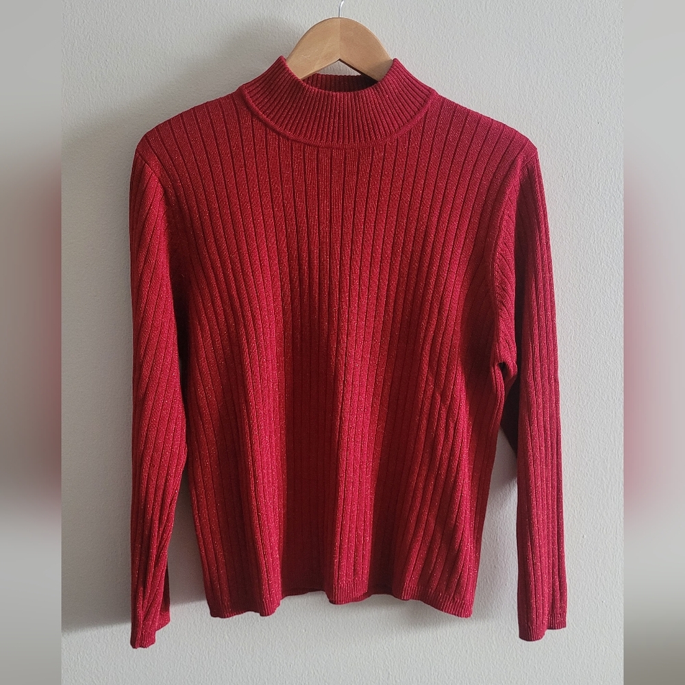 90s Vintage Studio Works silk blend ribbed red holiday sweater Women's Large